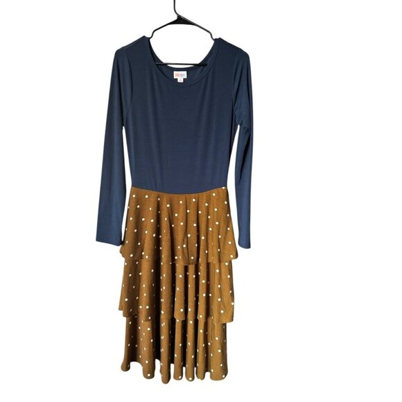 LuLaRoe Women's LongSleeve Ruffle Layer Polk-A-Dot Dress - Picture 2 of 7